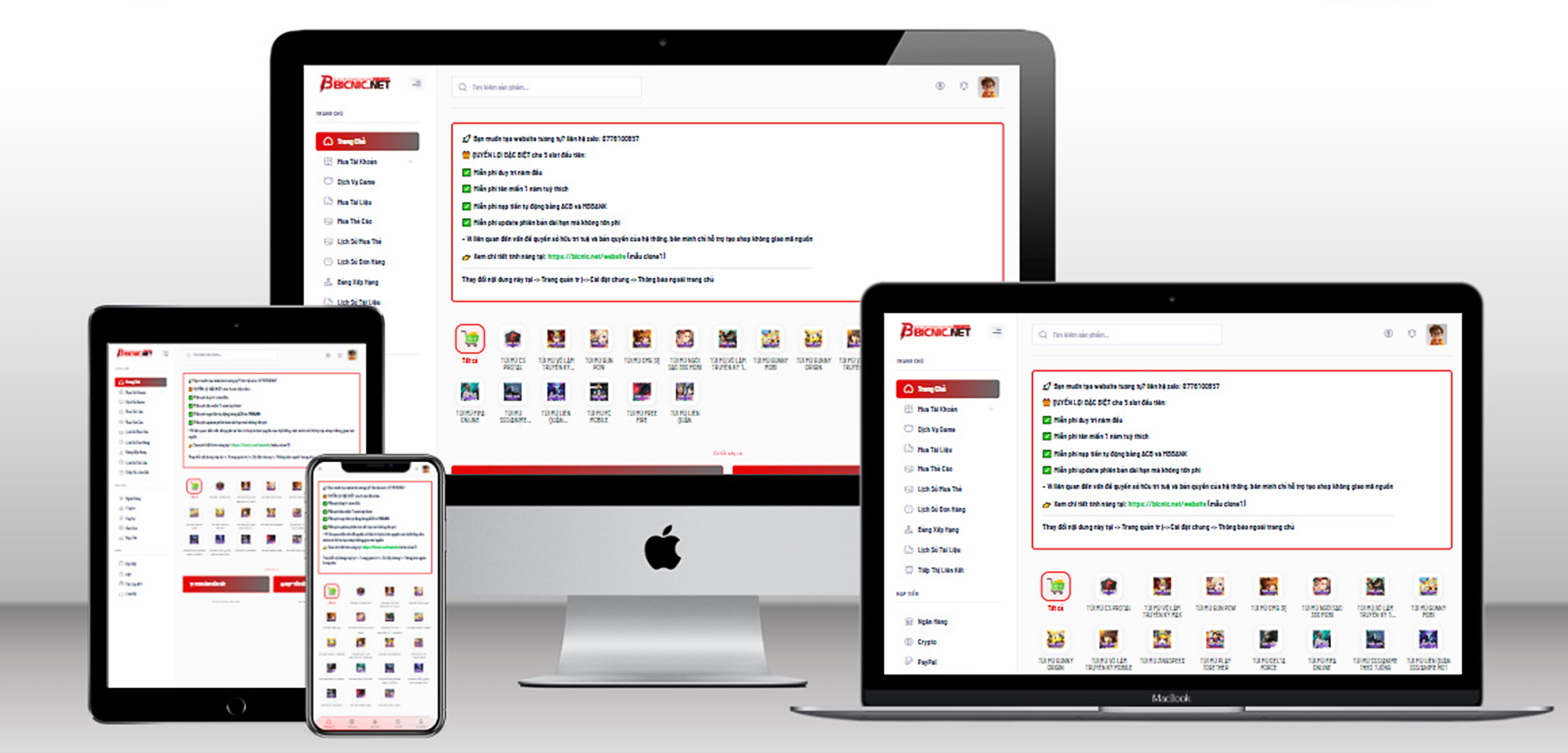 [SHOP CLONE 1] - Website bán tài nguyên mạng xã hội, bán random game